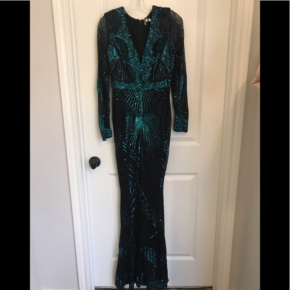 Emerald green sequin prom/evening dress